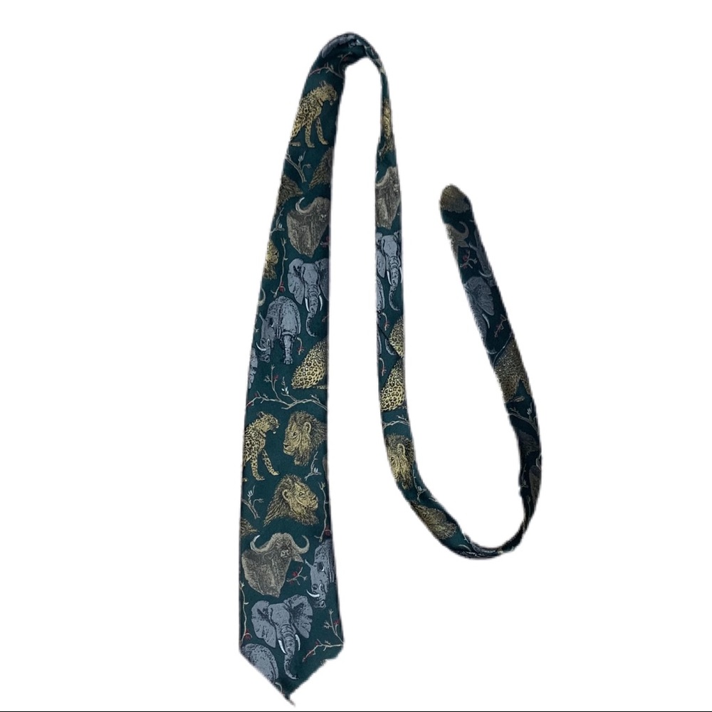 Vintage Endangered Wildlife by Cravateur Safari Animals Men's Silk Tie